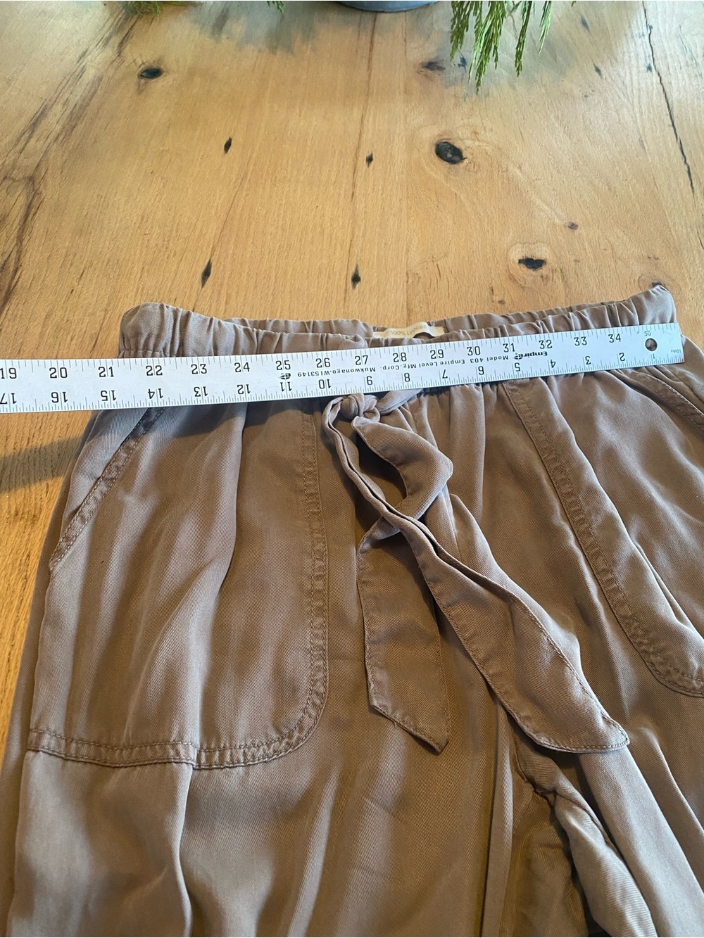 Cynthia Rowley Women's Taupe Drawstring Linen Relaxed Pants Large - Picture 4 of 7